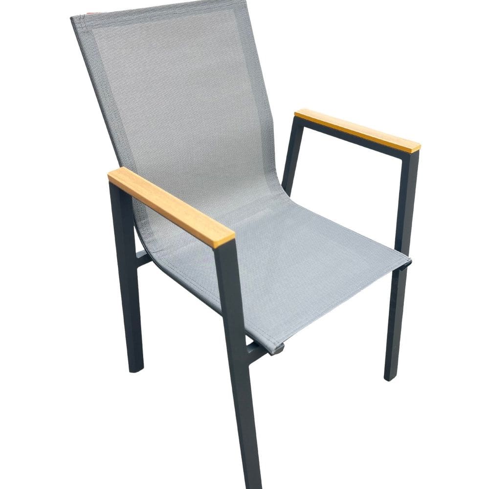 Cadeira em Aluminio e Assento em Tela para Área Externa Angra Grafite