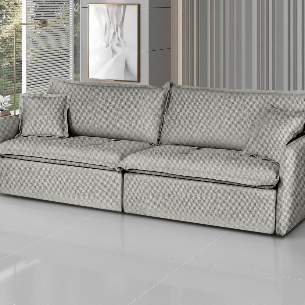 Sofá Retrátil e Reclinável 240cm Linho Milano Grafite