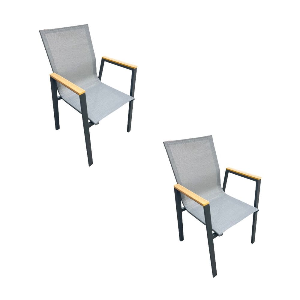 Kit com 2 Cadeiras em Aluminio e Assento em Tela para Area Externa Angra Grafite