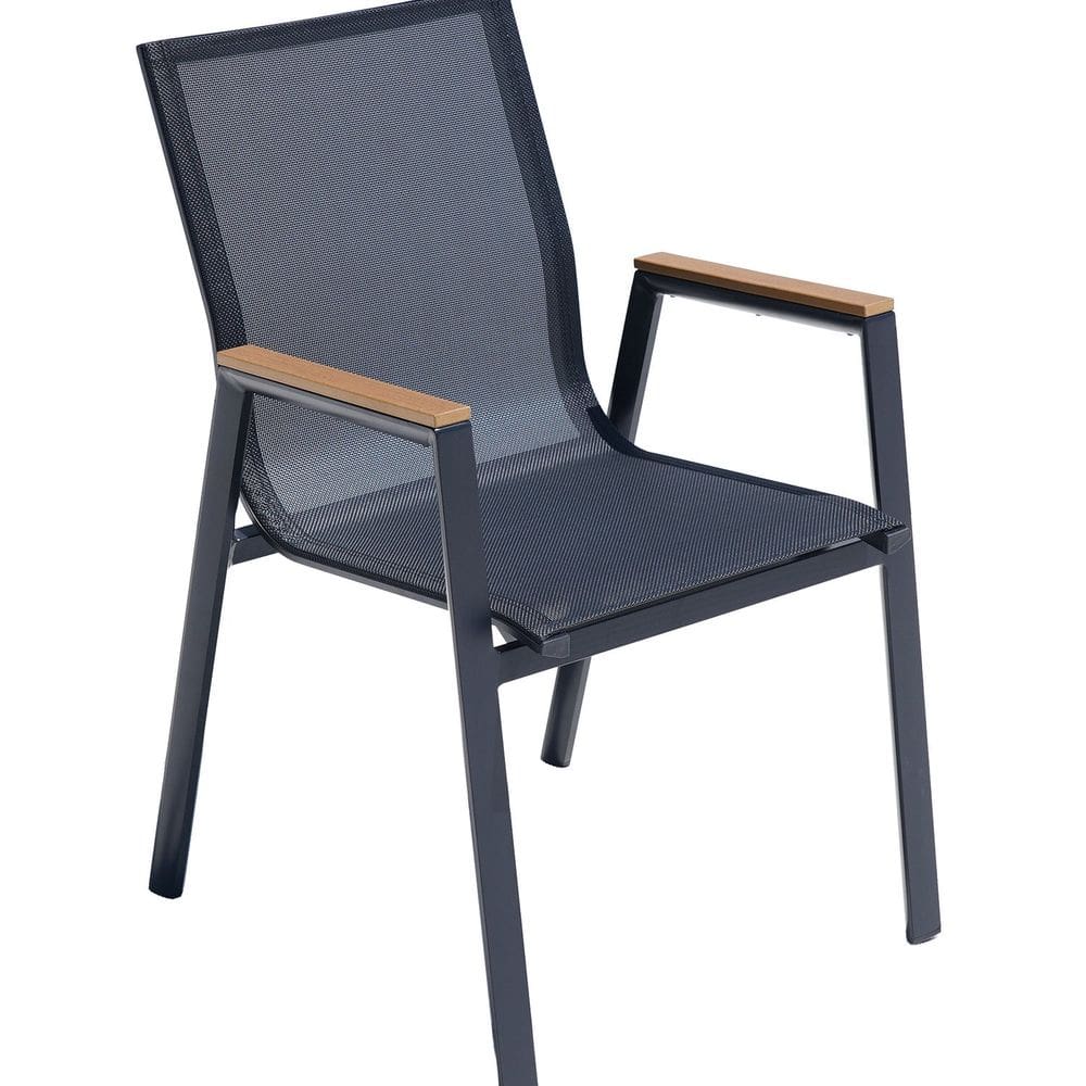 Cadeira em Alumínio e Assento em Tela para Área Externa Angra Preto