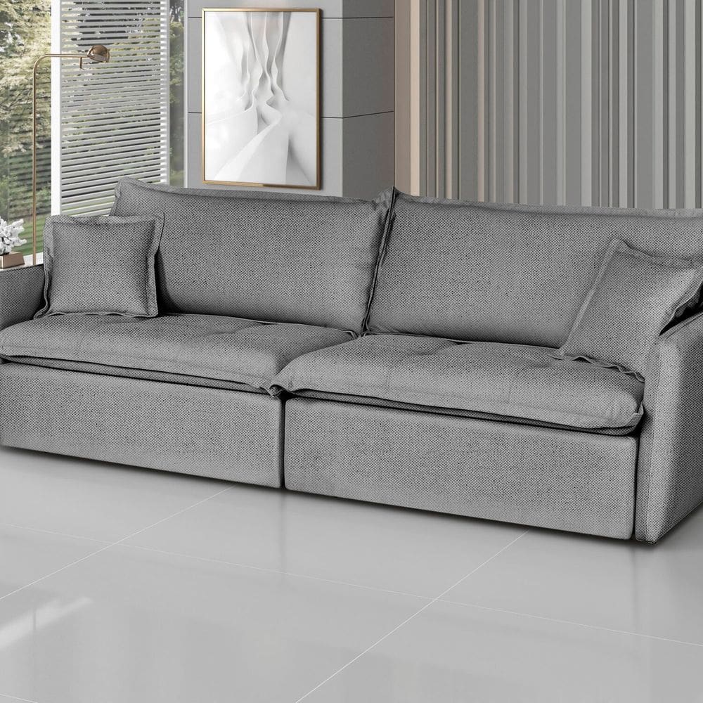 Sofá Retrátil e Reclinável 200cm Linho Milano Grafite