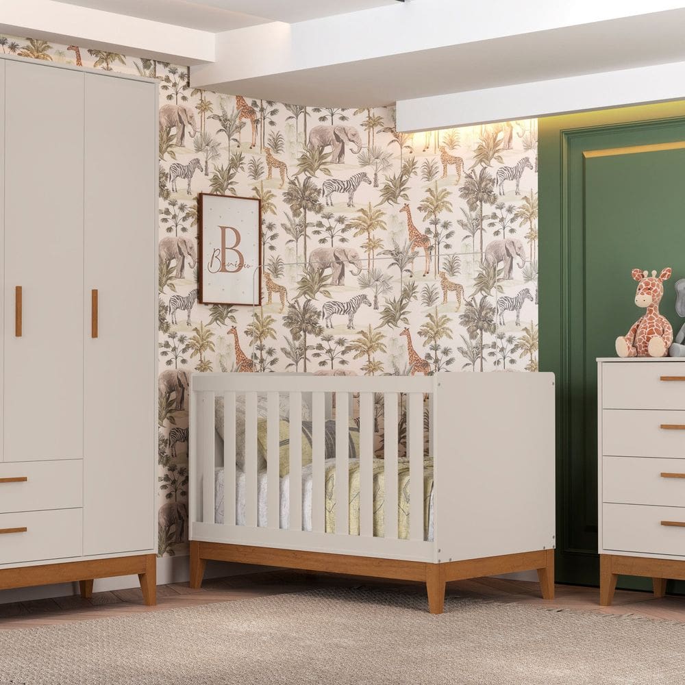 Berço 2 em 1 em Mdf 133cm X 90cm Flip Areia Fosco