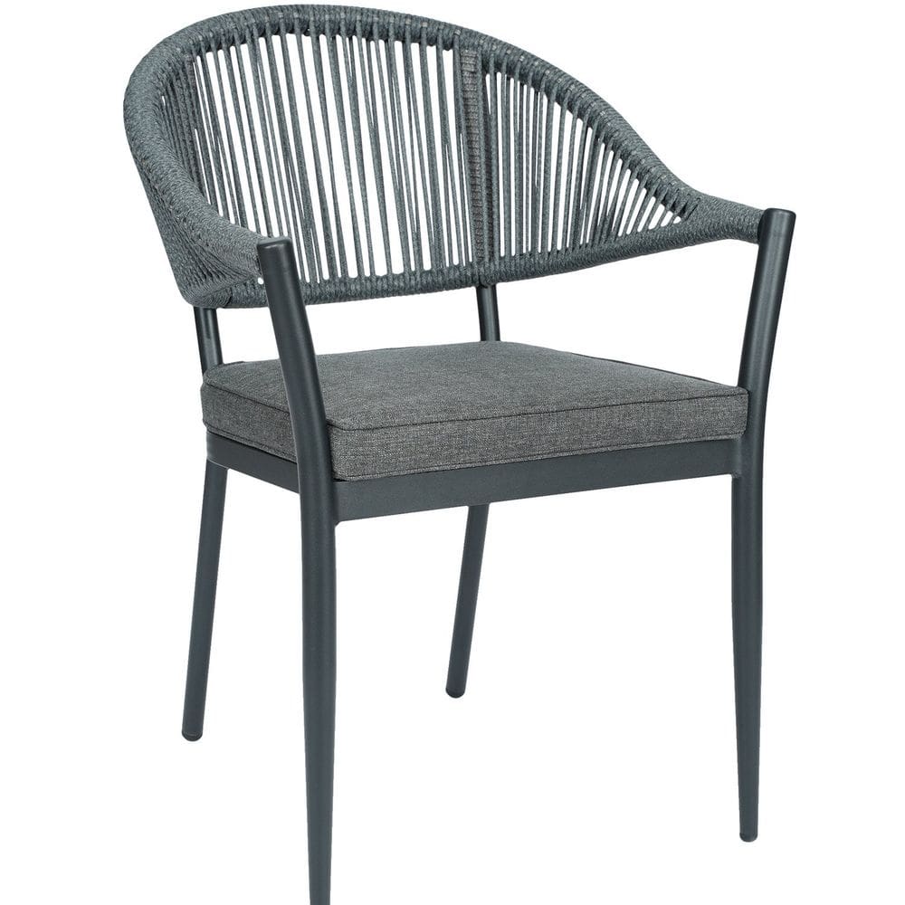 Cadeira em Aluminio e Corda Náutica em Polietileno para Área Externa Amalfi Grafite