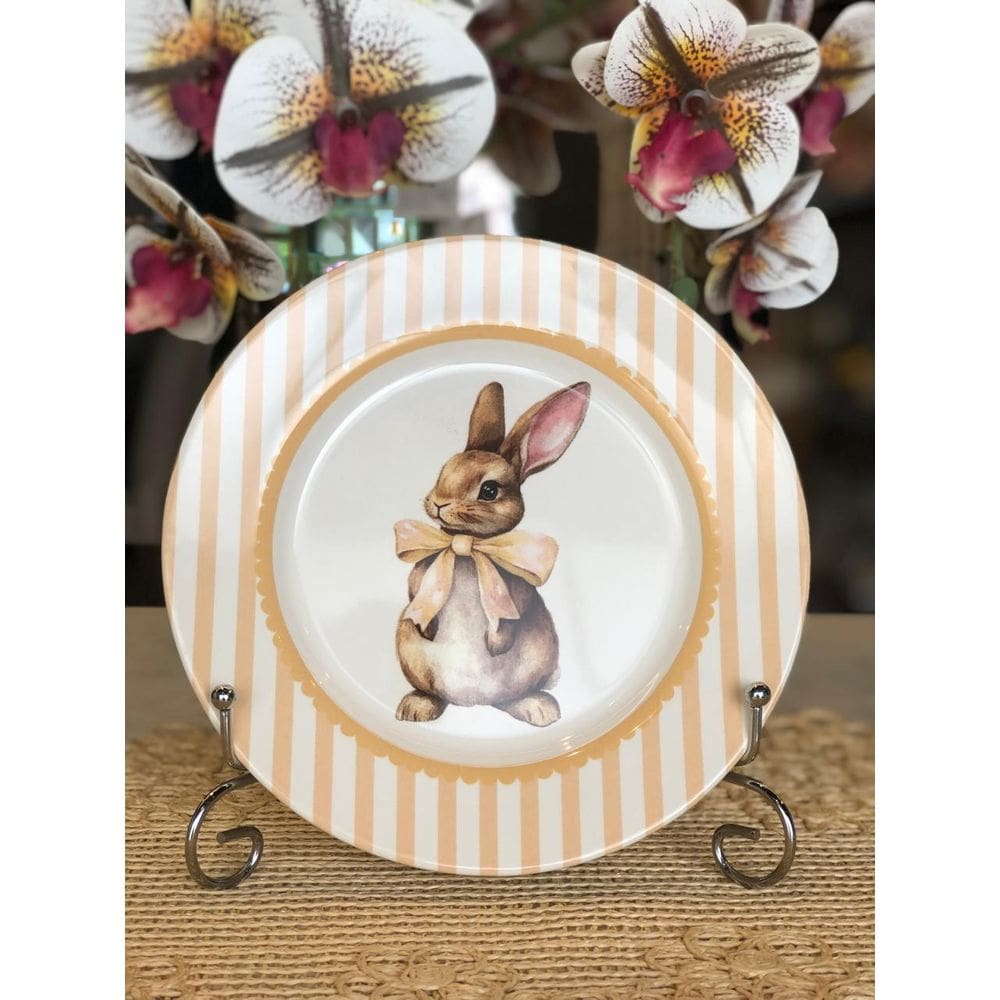 Unidade Prato Sobremesa Lacos De Pascoa Amarelo