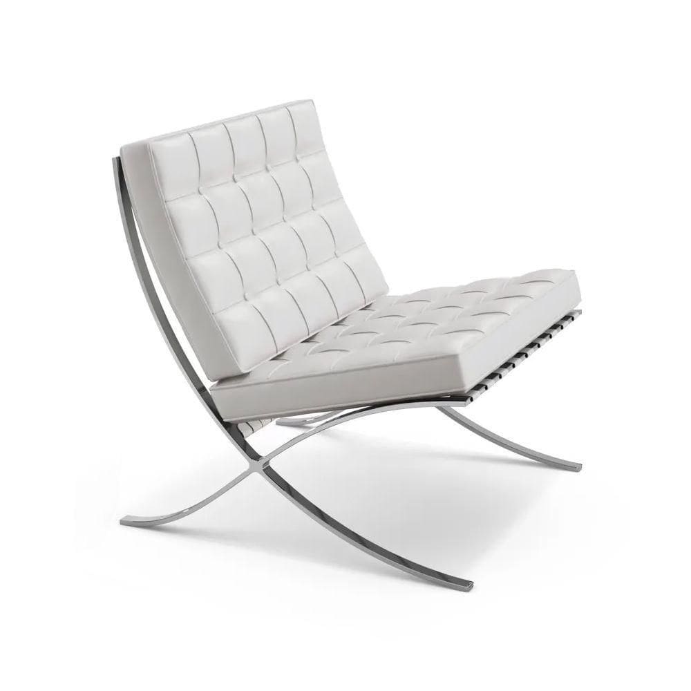 Poltrona Barcelona Cromada Sintético Branco