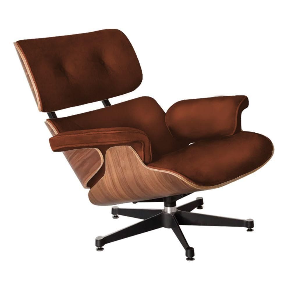 Poltrona Charles Eames Sem Puff Couro Sintético Marrom