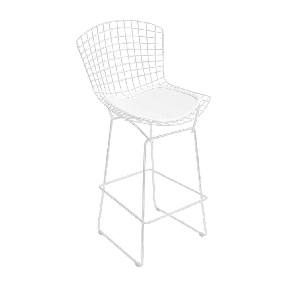 Banqueta Bertoia Branca D60 Assento Branco