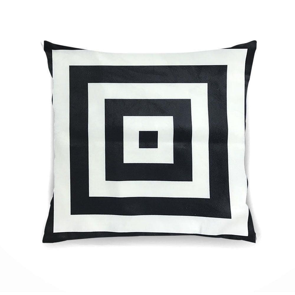 Capa Para Almofada Tecido Veludo Quadrado Preto E Branco - D`rossi