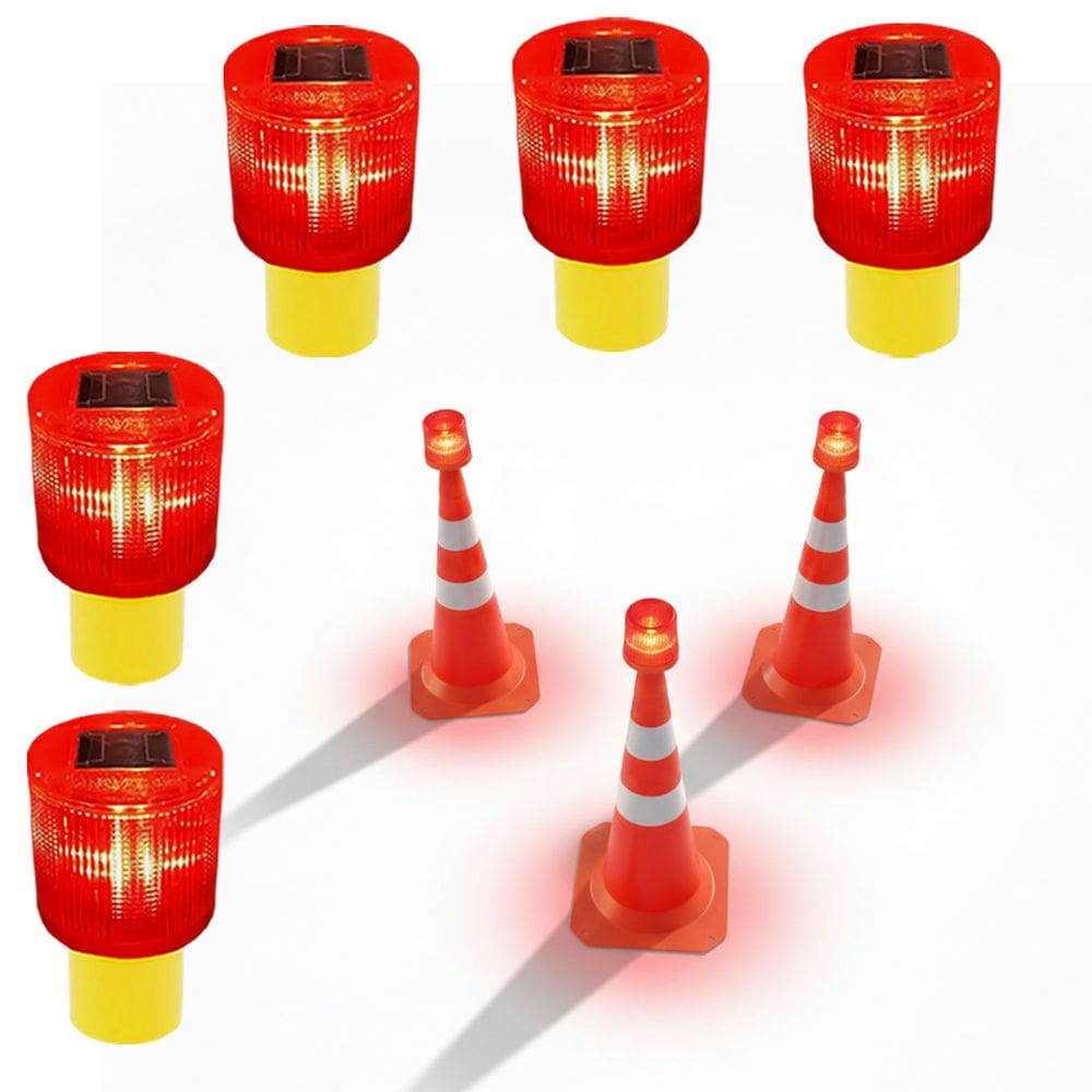Sinalizador Solar Kit 5 Obra Estrada Rodovia Cone Transito Avenida Acidente Fiscalizaçao Segurança