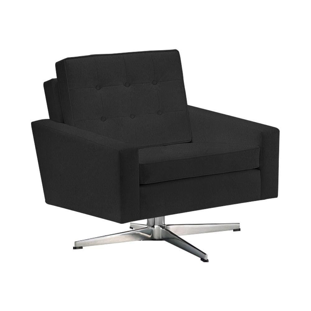 Poltrona Fk Giratória Suede Preto Base Alumínio