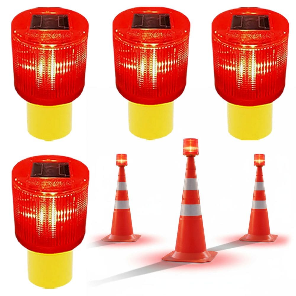 Sinalizador Solar Viario Kit 4 Cone Rodovia Transito  Fiscal Avenida Acidente Emergencia Segurança