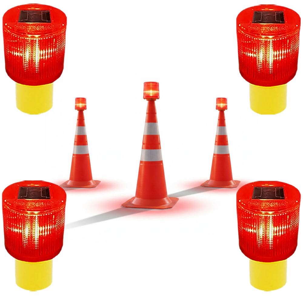 Sinalizador Solar Kit 4  Obra Estrada Rodovia Cone Transito Avenida Acidente Fiscalizaçao Segurança