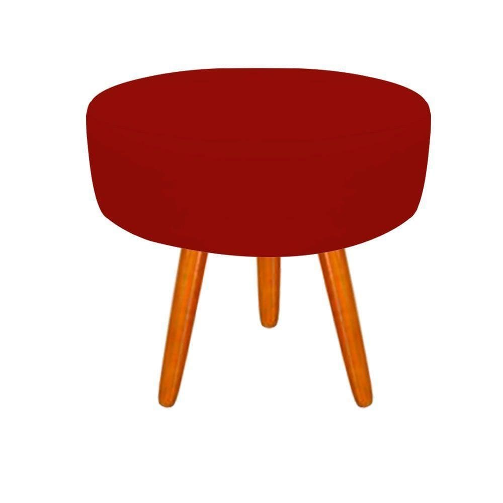 Puff Decorativo Lavinia Suede Pes Castanho Vermelho