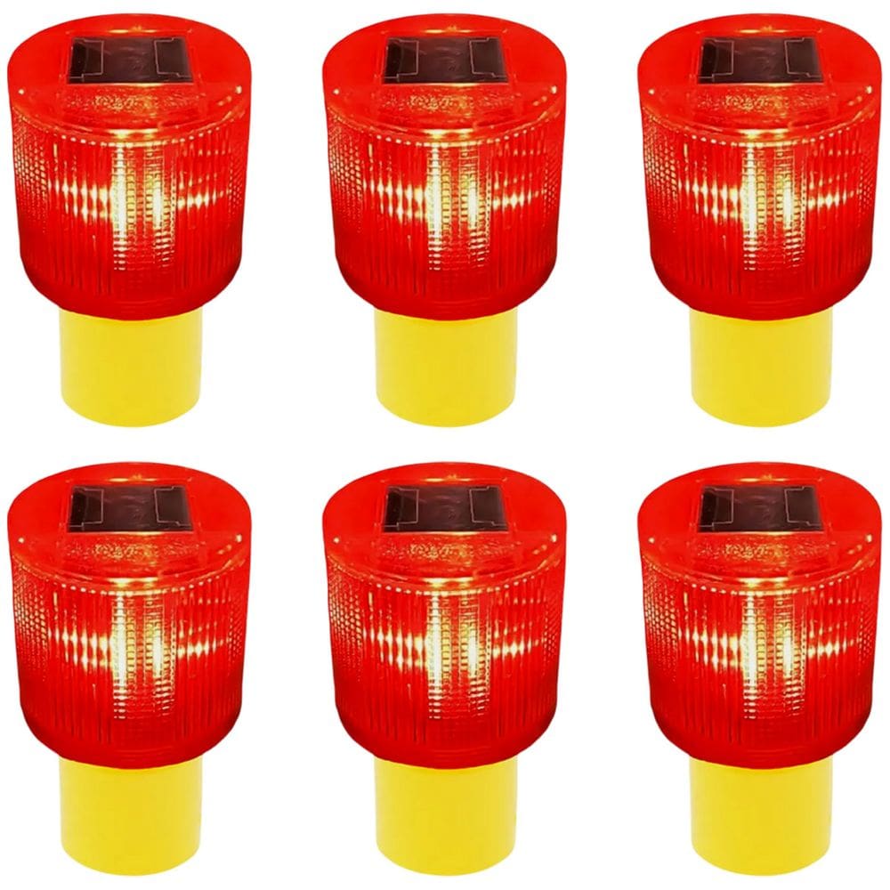 Sinalizador Solar Kit 6 Viario Cone Obra Estrada Rodovia Avenida Acidente Fiscal Emergencia Segurança