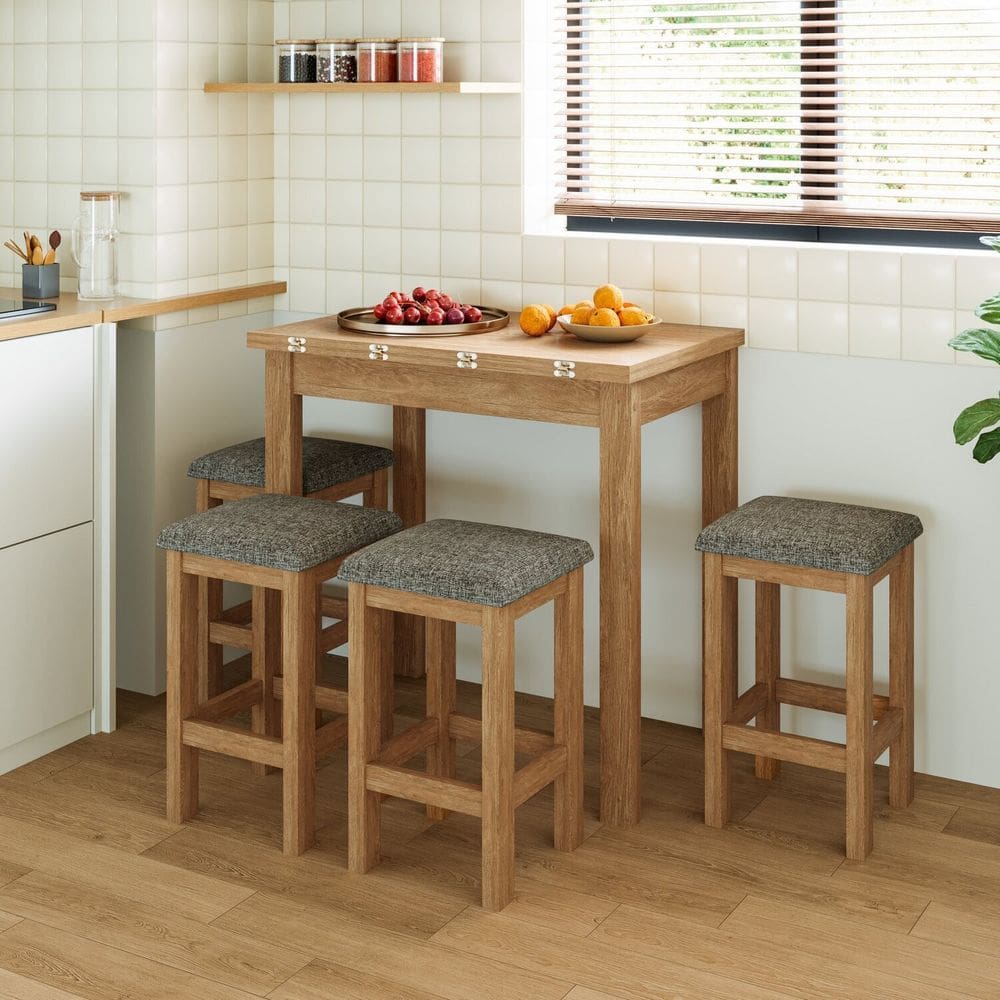 Conjunto Mesa Dobrável com 4 Bancos para Sala de Jantar Inovata/ Café