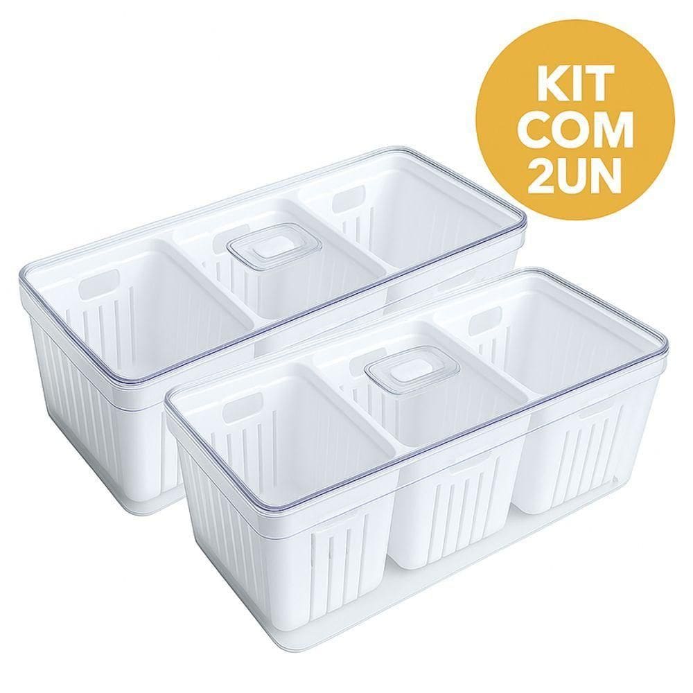 Kit 2 Organizador Plastutti Elegance Alto Ret. Com 03 Cestas 6,8l - 2un