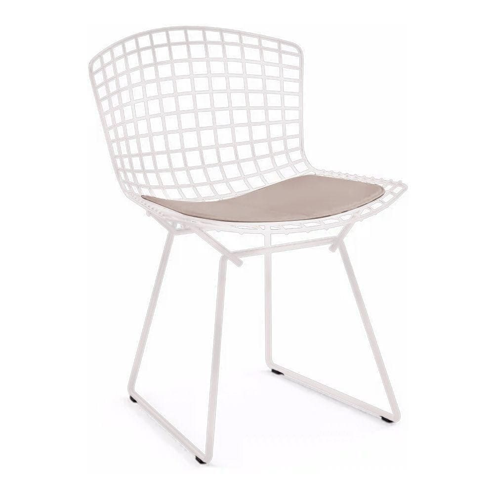 Cadeira Bertoia Branca Com Assento Bege