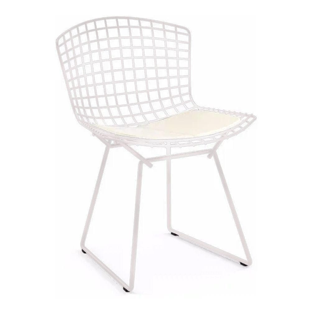 Cadeira Bertoia Branca Com Assento Branco