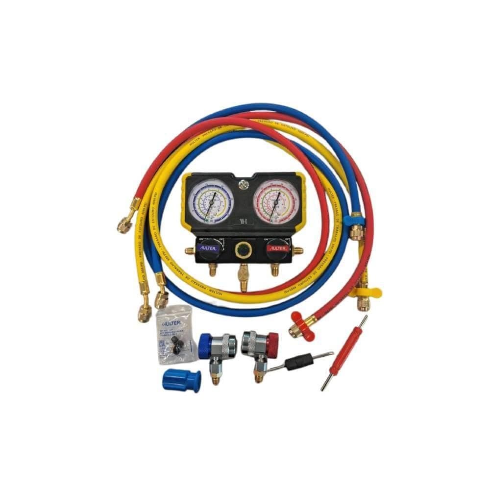 Kit Manifold Led e Jogo de Mangueiras 1/4 pol 150cm para R1234/R134/R22/R404 Hulter HT5MF-AUTOYHF