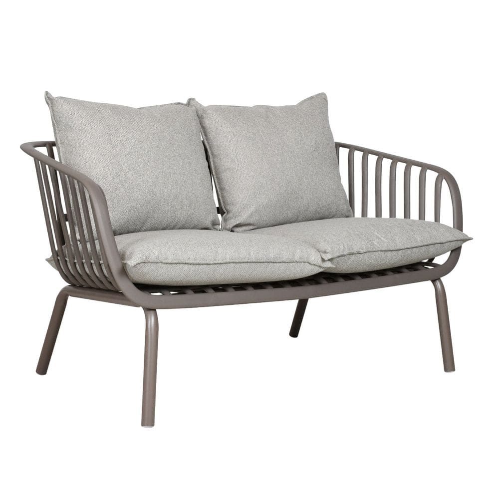 Sofá 2 Lugares em Polipropileno com Estofado Resistente À Água Base em Aço Pintado Noronha Cinza