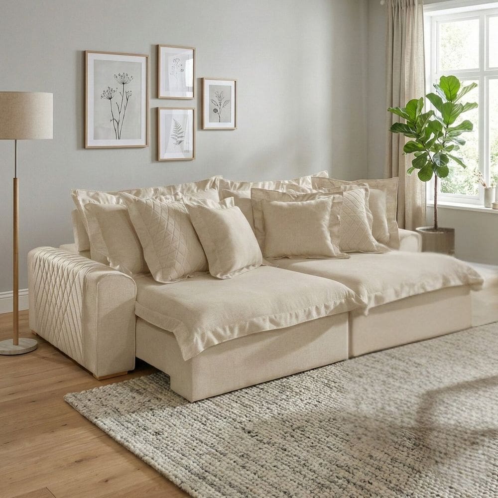 Sofá Retrátil e Reclinável 3 Lugares 250cm Linho Zeus Bege