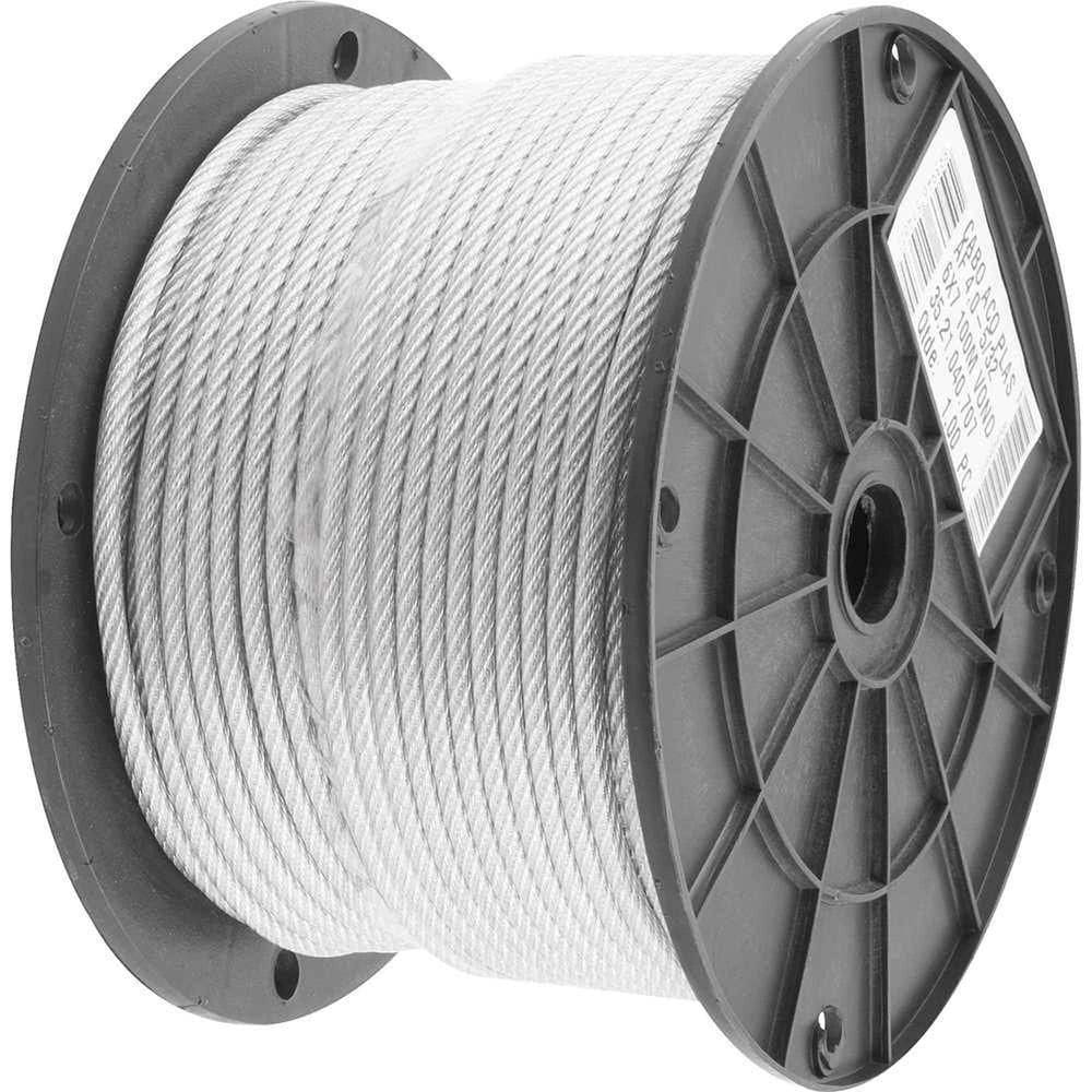 Cabo De Aço Plastificado Transparente, Alma De Fibra, 3,97 Mm - 5/32, 6 X 7, Vonder Ostenvonder