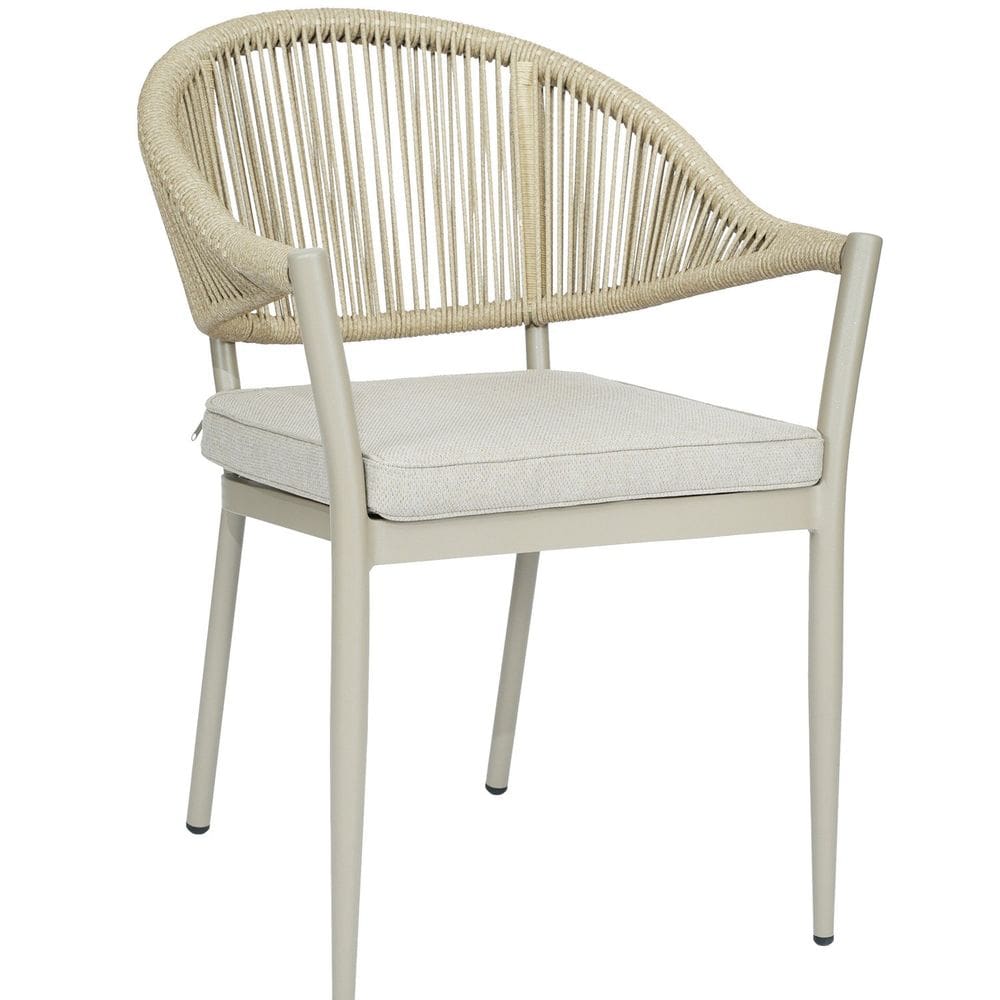 Cadeira em Aluminio e Corda Náutica em Polietileno para Área Externa Amalfi  Cinza