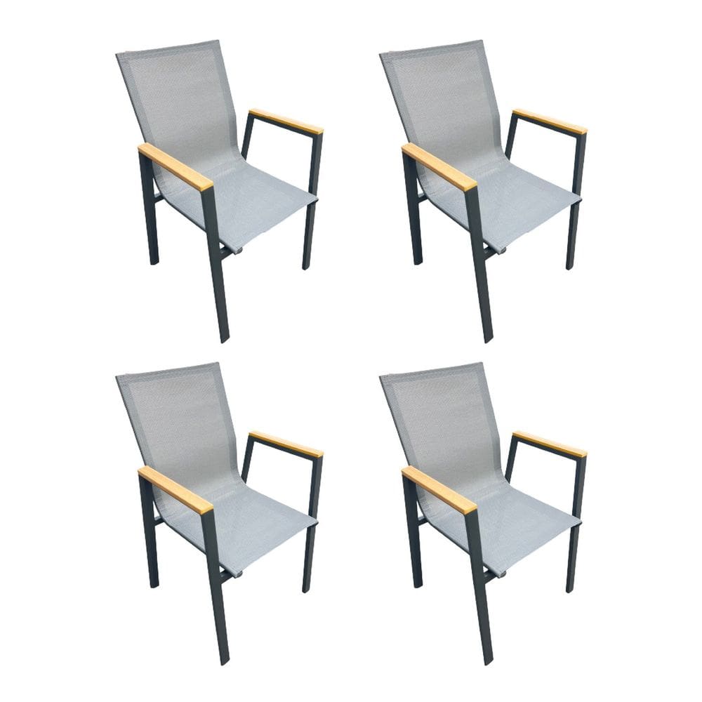 Kit com 4 Cadeiras em Aluminio e Assento em Tela para Área Externa Angra Grafite