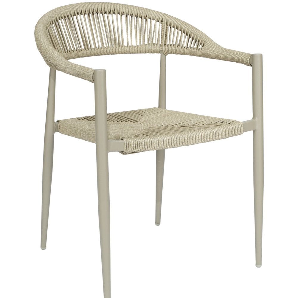 Cadeira em Alumínio e Corda Náutica em Polietileno para Área Externa Laguna  Cinza