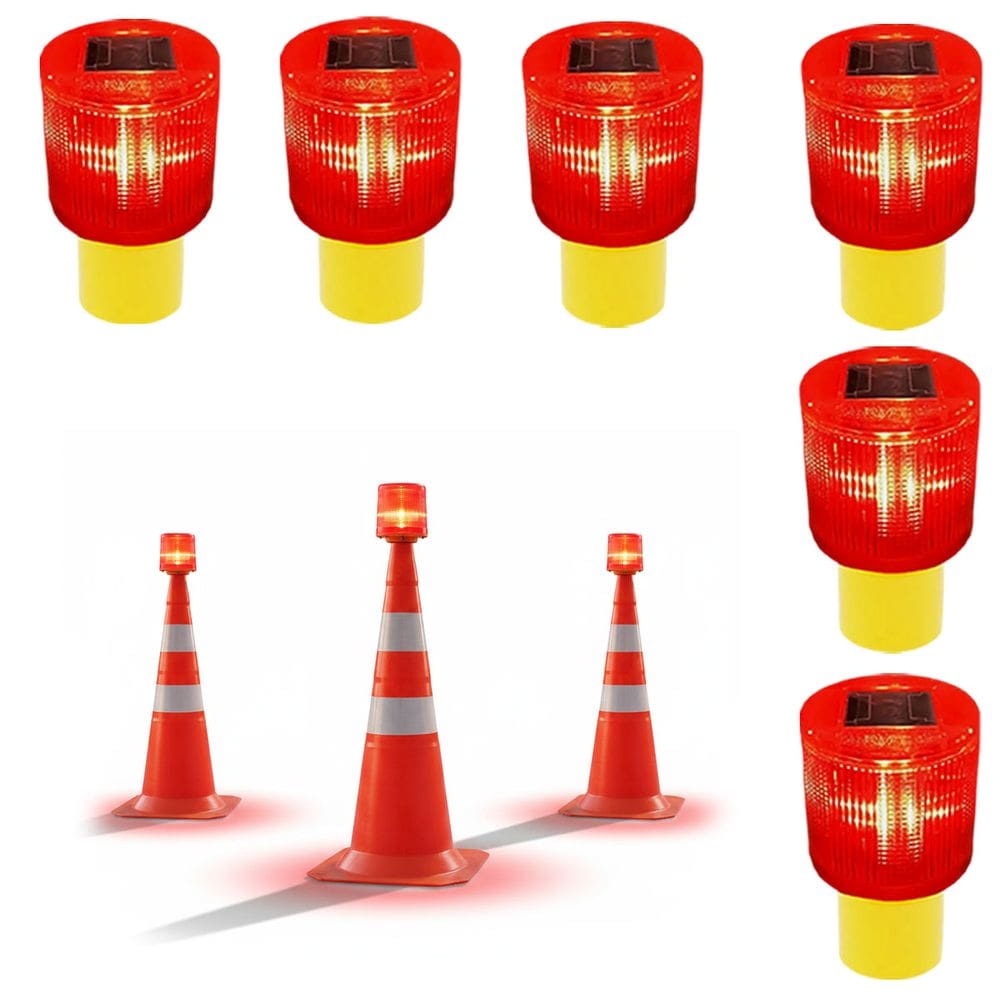 Sinalizador Solar Kit 6 Cone Estrada Rodovia Alerta Placa Acidente Fiscal Emergencia Segurança