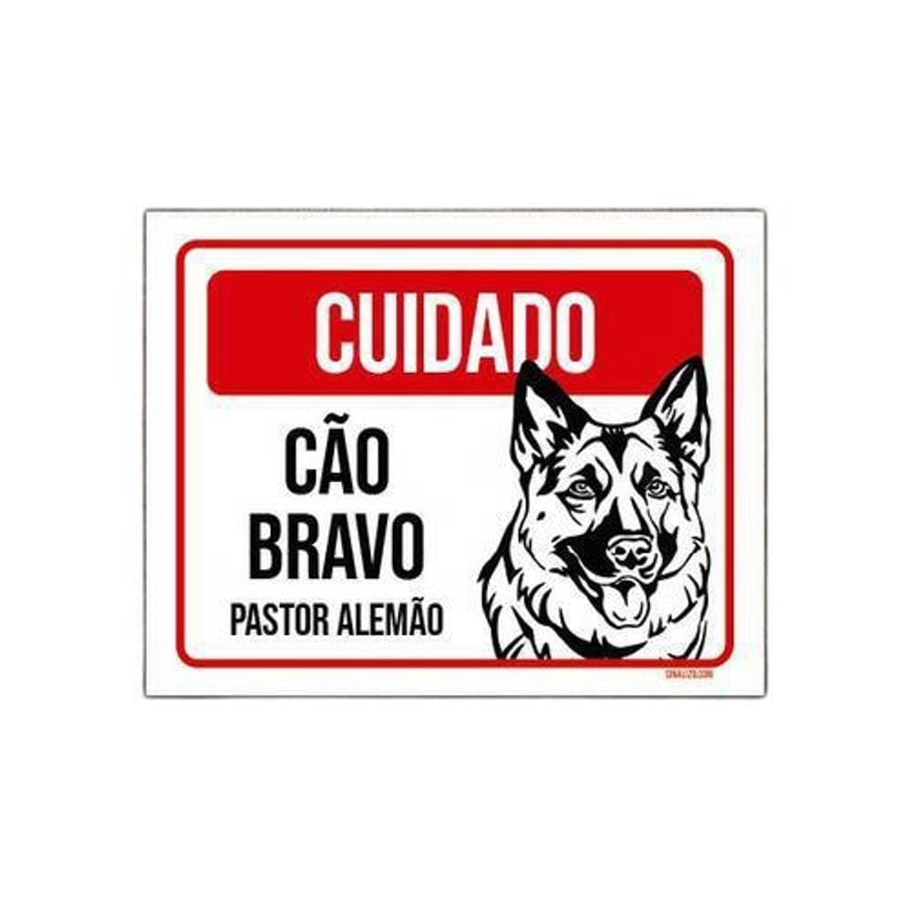 Kit 10 Placas Cuidado Cão Cachorro Bravo Pastor Alemão