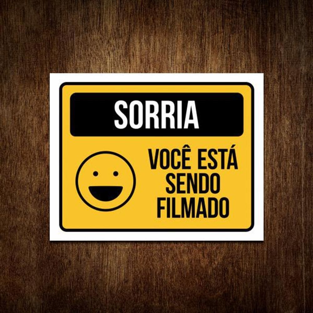 Placa Sorria Sendo Filmado Cftv Alarme Camera Sinalização