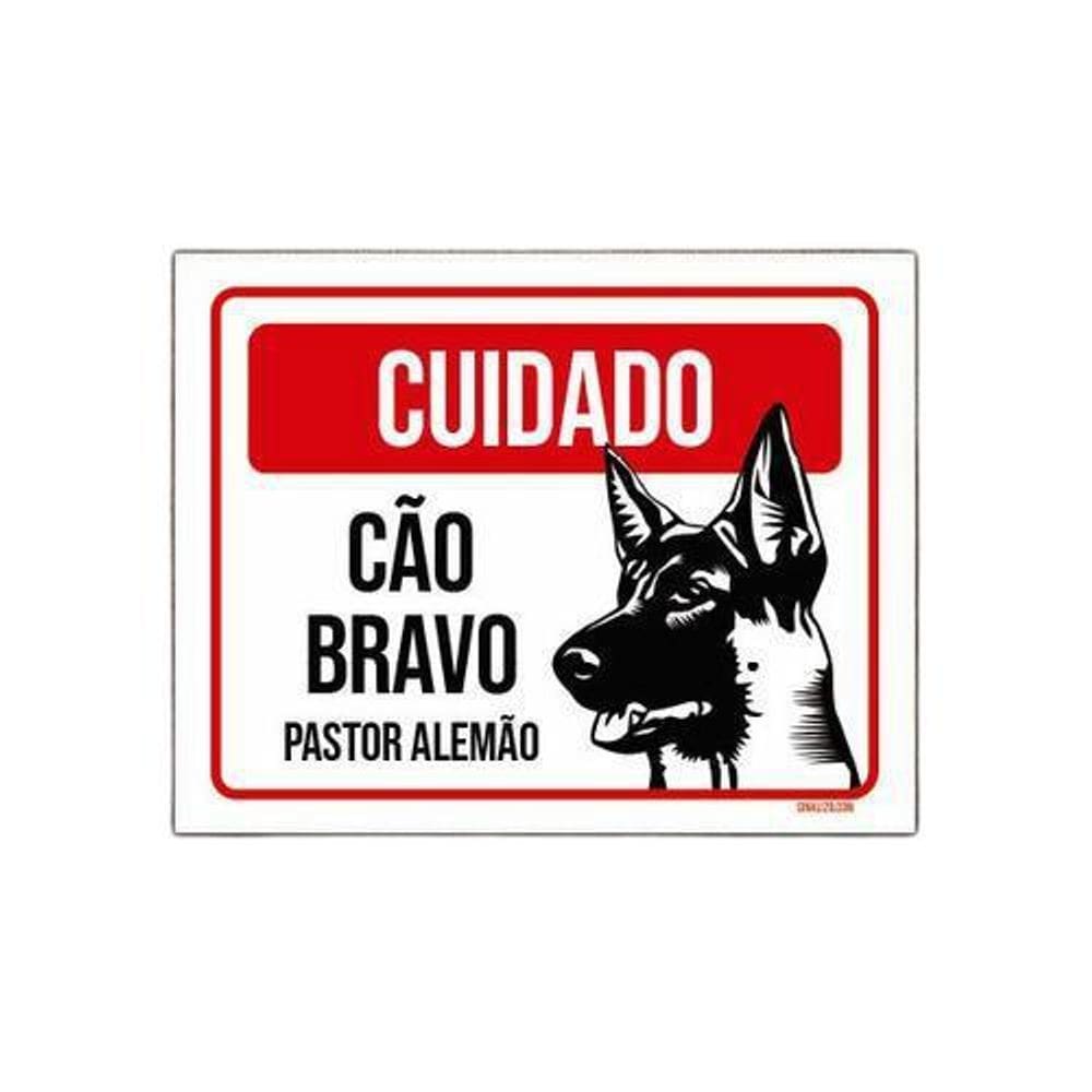 Kit 10 Placas Cuidado Cão Cachorro Bravo Pastor Alemão