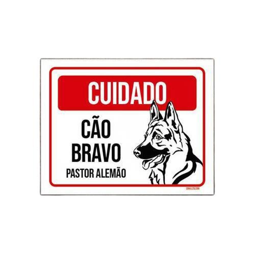Kit 10 Placas Cuidado Cão Cachorro Bravo Pastor Alemão