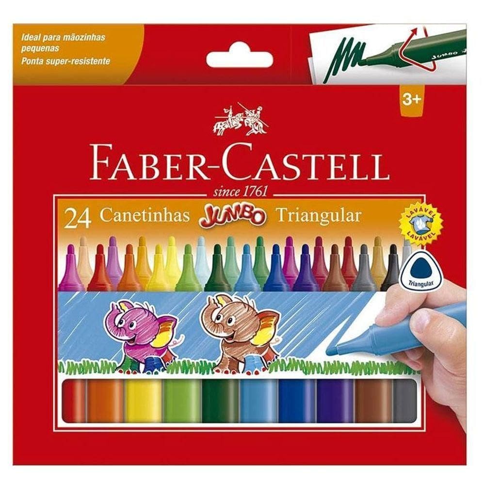 Canetinha Hidrográfica Jumbo Triangular 150224j 24 Cores - Faber Castell