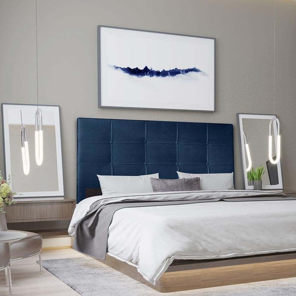 Cabeceira Casal 1,95m Roma Suede Azul Marinho