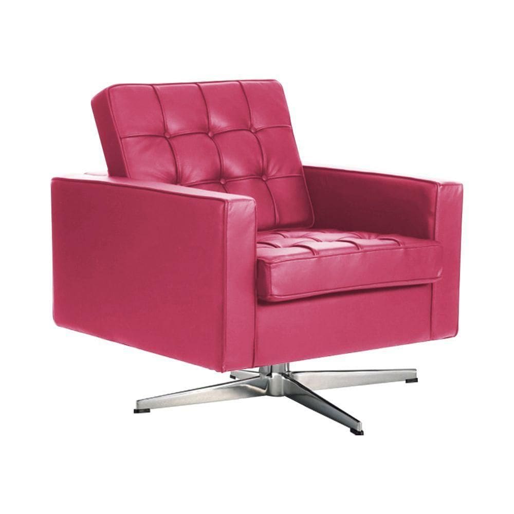 Poltrona Fk Giratória Couro Sintético Rosa Base Alumínio