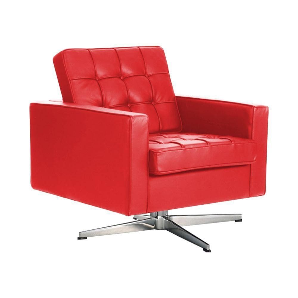 Poltrona Fk Giratória Couro Sintético Vermelho Base Alumínio