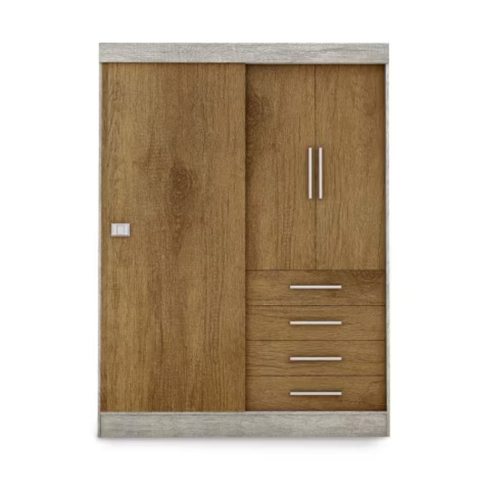 Módulo Georgia Guarda Roupas 3 Portas e 4 Gavetas Avelã/Jequitibá J&A