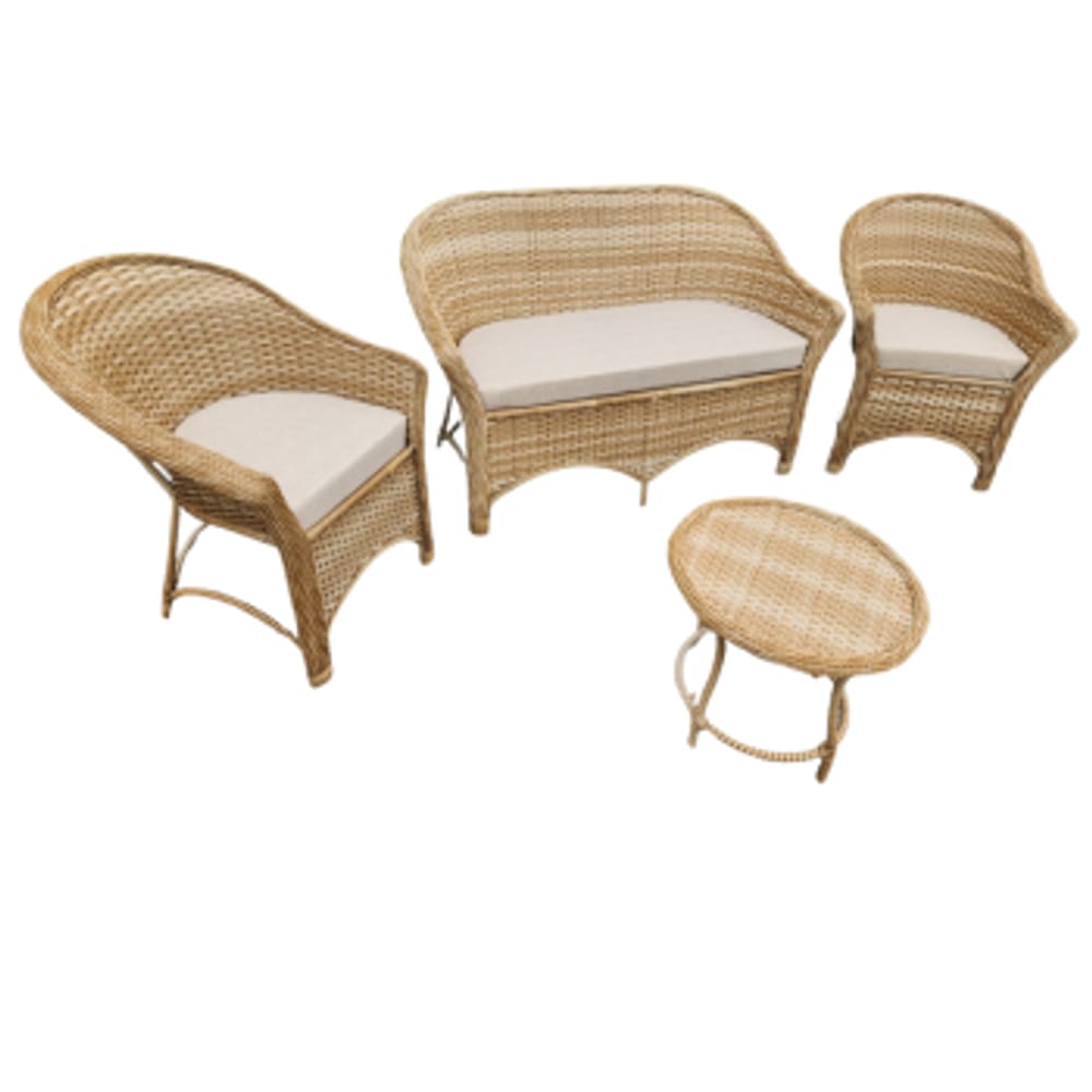 Jogo Sofá Poltronas De Varanda Área Externa Fibra Sintética