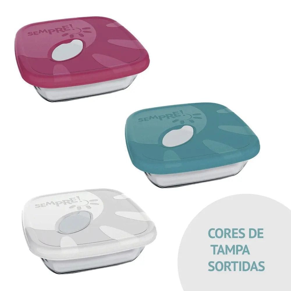 Assadeira Pote Quadrada com Tampa Colorida 730 ml Sempre Nad