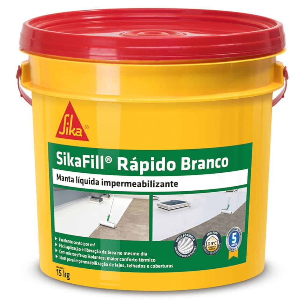 Manta Líquida Impermeabilizante Sikafill Rápido Branco 15 Kilos - 454417 - SIKA