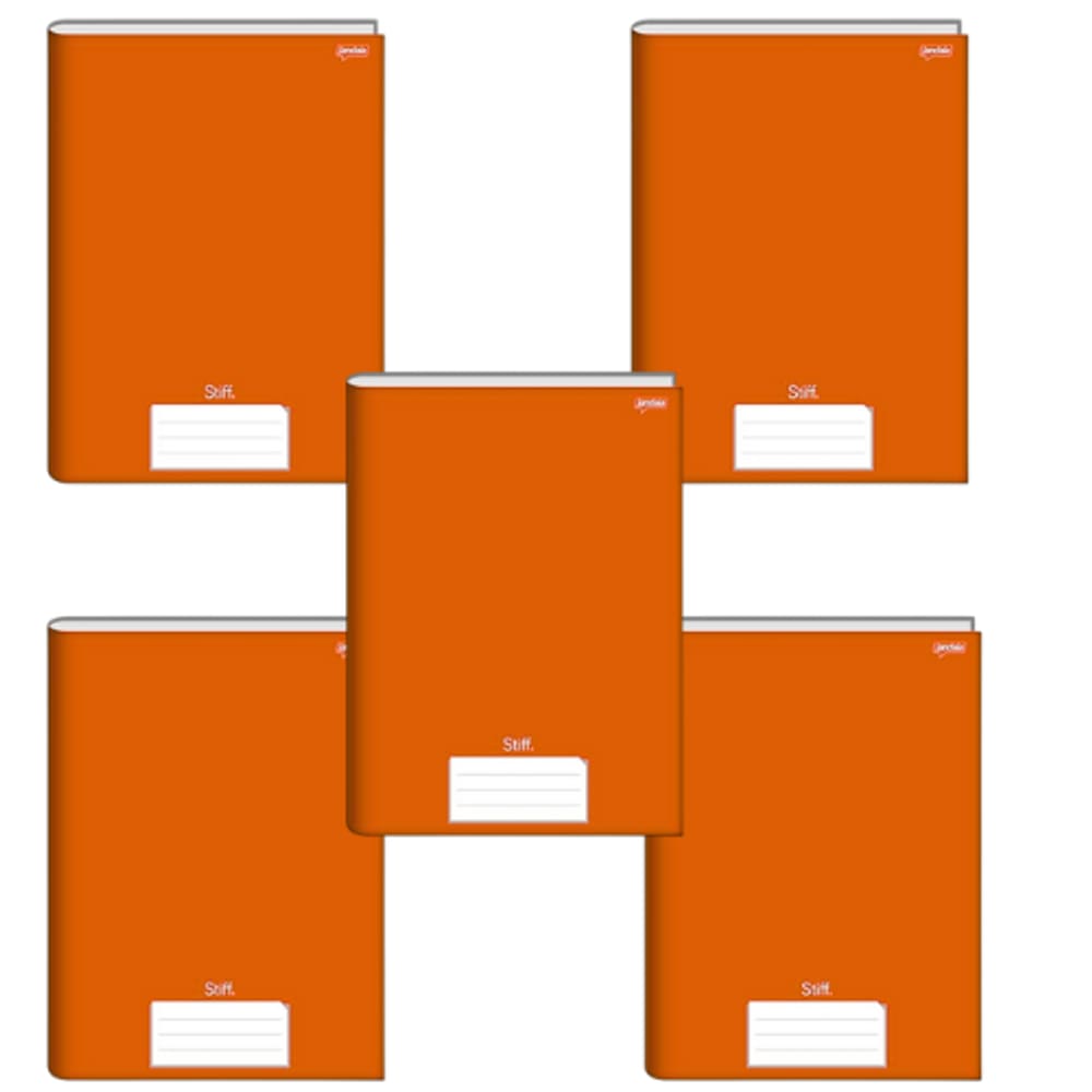 Kit 5 Cadernos Brochurão Costurado Jandaia Stiff 48 Folhas Cores