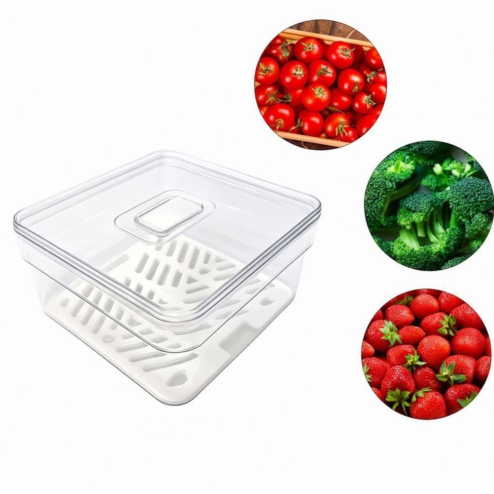 Organizador De Geladeira Plastutti Elegance M Baixo Quad. Com Cesta 1,4l