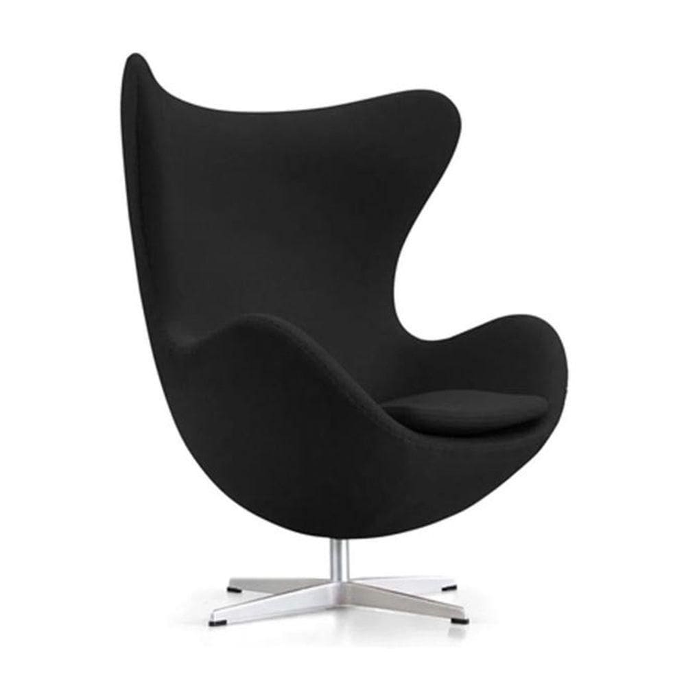 Poltrona Egg Sem Puff Base Alumínio Em Sued Preto