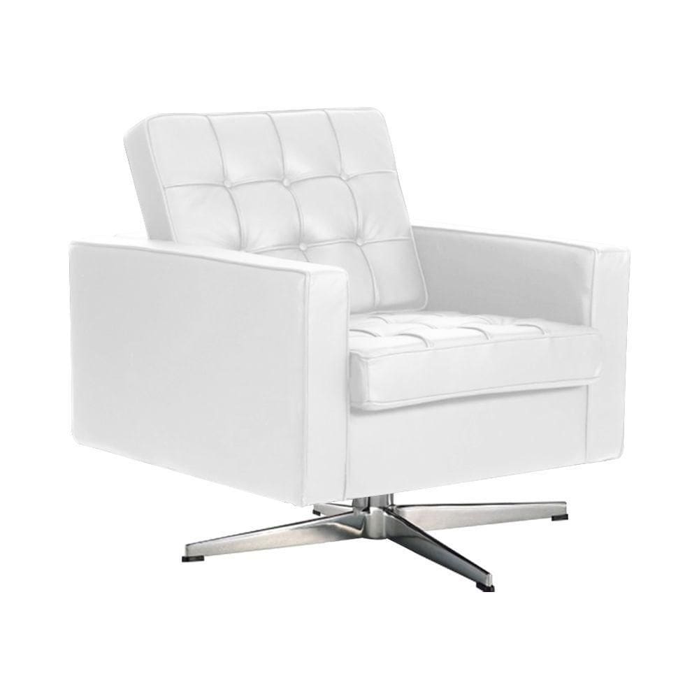 Poltrona Fk Giratória Couro Sintético Branco Base Alumínio