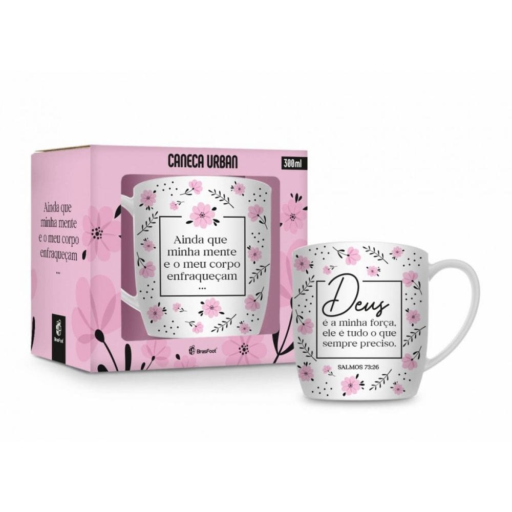 Caneca de Porcelana - Deus Minha Força - 360ml - Brasfoot