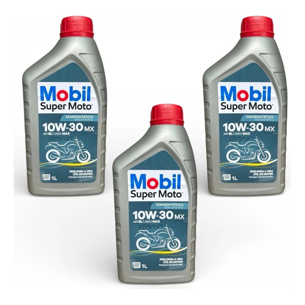 Óleo Mobil Moto 10W30 Semi Sintético 4 Tempos Com 3 Unidades