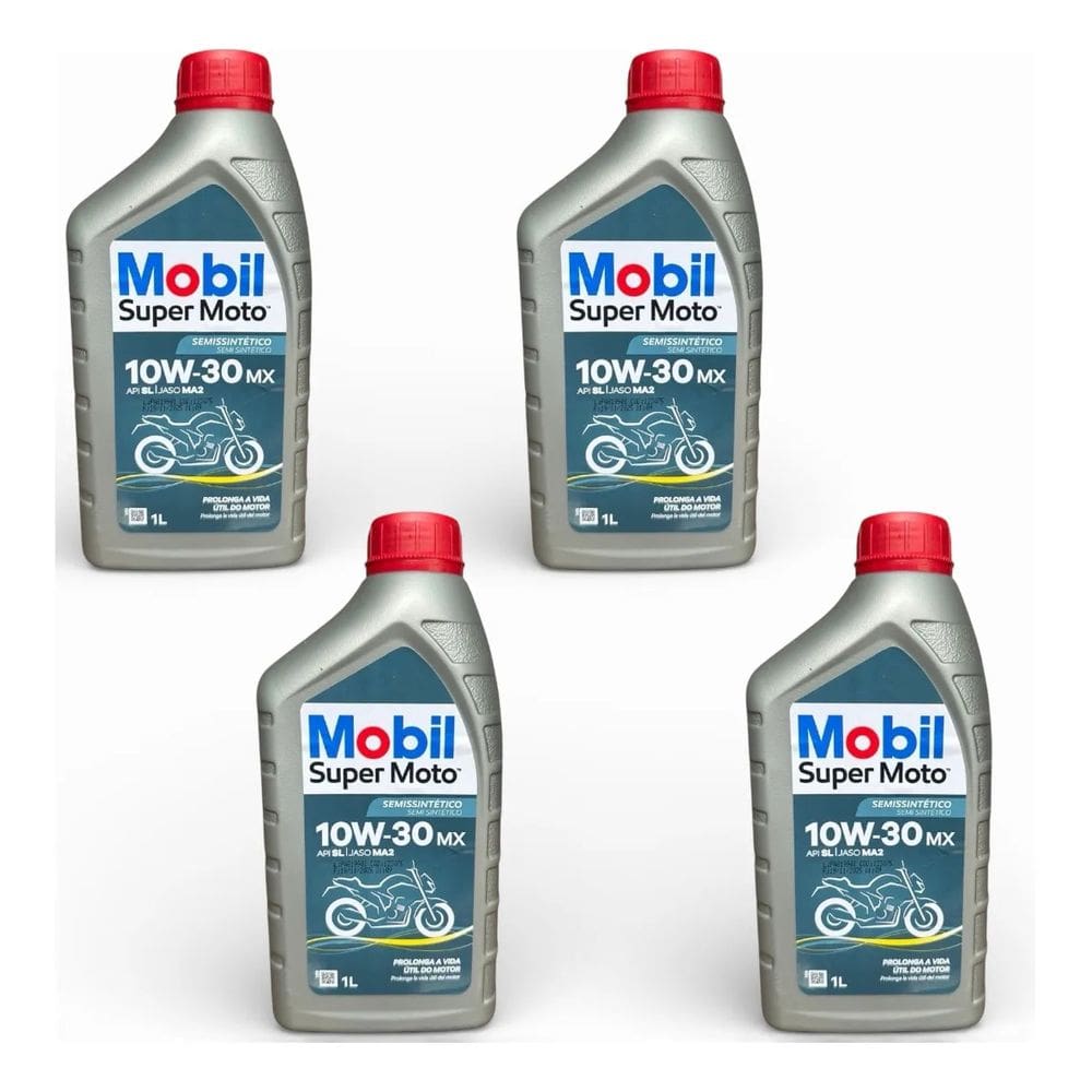 Óleo Mobil Moto 10W30 Semi Sintético 4 Tempos Com 4 Unidades