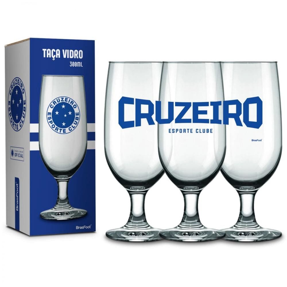 Taça de Vidro - Cruzeiro - 300ml - Brasfoot